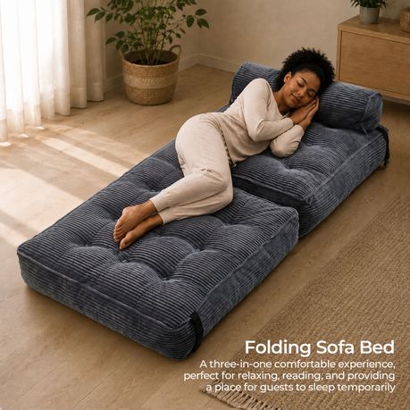 Grey 3-in-1 Folding Sofa Bed