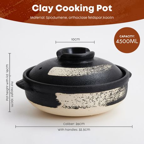 Chenshia Natural Clay Casserole Pot - Handmade Ceramic Cooking Dutch Oven
