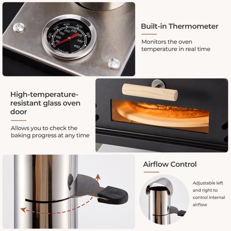 Portable Wood Pellet Pizza Oven - Rotating 12-Inch Stone