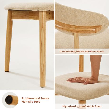 Solid Wood Linen Dining Chairs