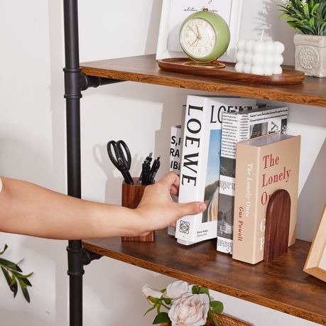 5-Tier Iron Pipe Open Shelf Storage Office Kitchen Floating Rack