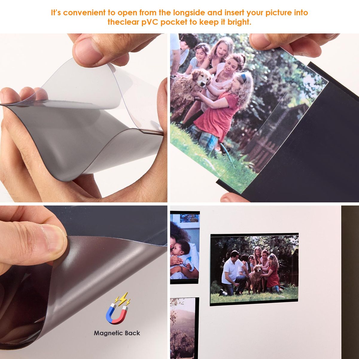 Chenshia 5pcs Magnetic Picture Frames Photo Frame Pockets for fridge locker