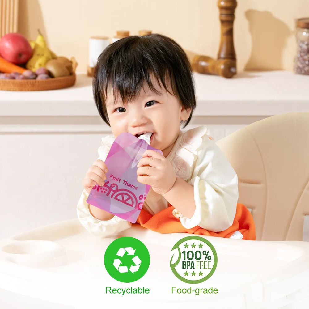 150ml Purple Reusable Baby Puree Pouch (5 Pack)