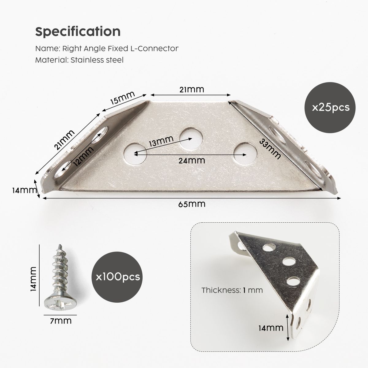 Stainless Steel Heavy Duty Triangular Corner Brackets (4 Pack)