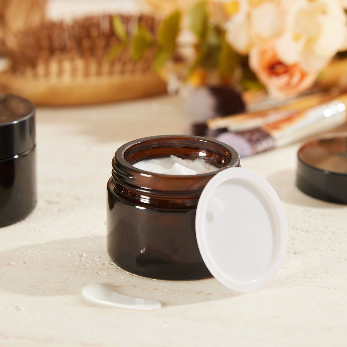 Chenshia 20Pc Glass Cosmetic Jars Leak Proof Travel Containers Spatula&Lids - Transparent