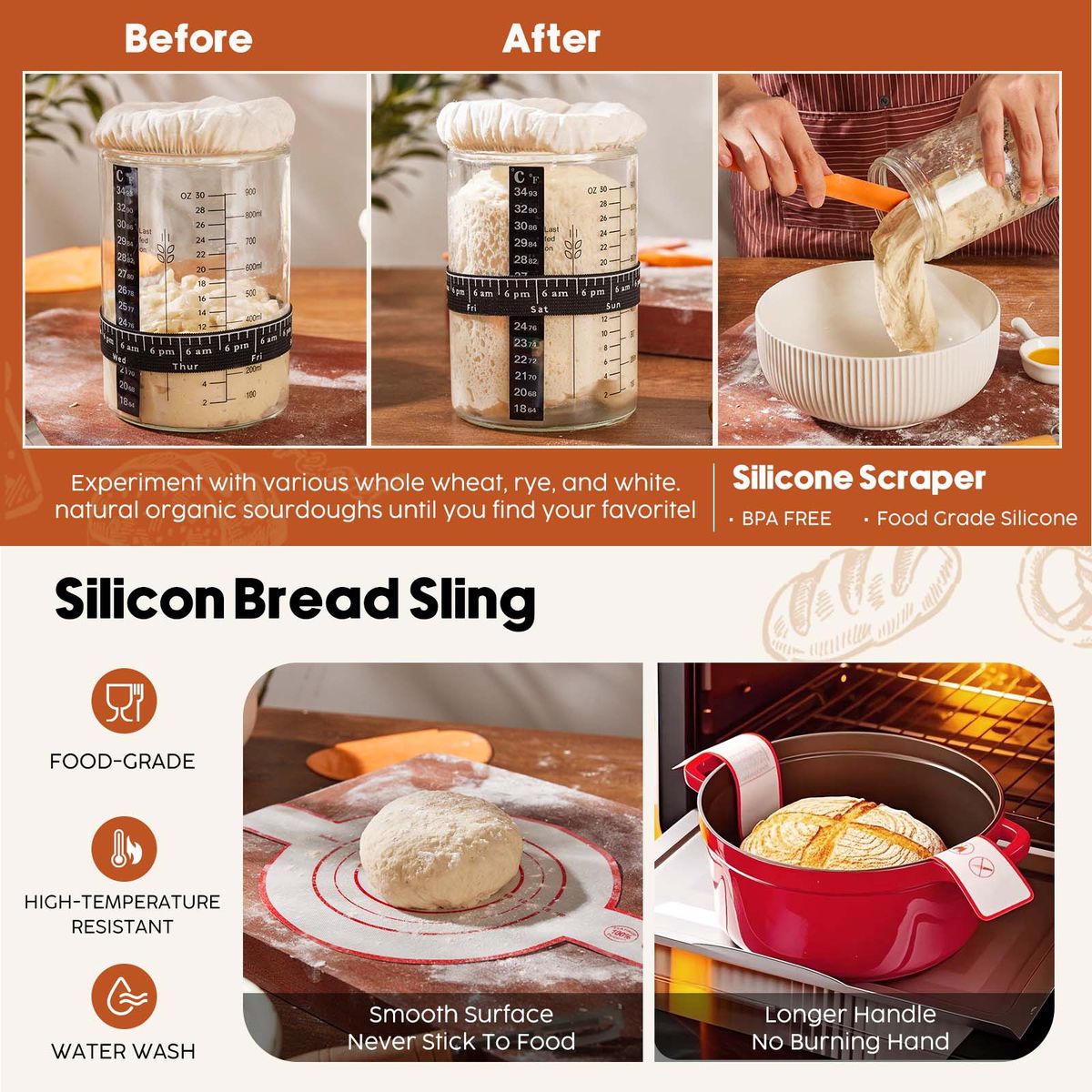 Handwoven Sourdough Bread Proofing Basket Set