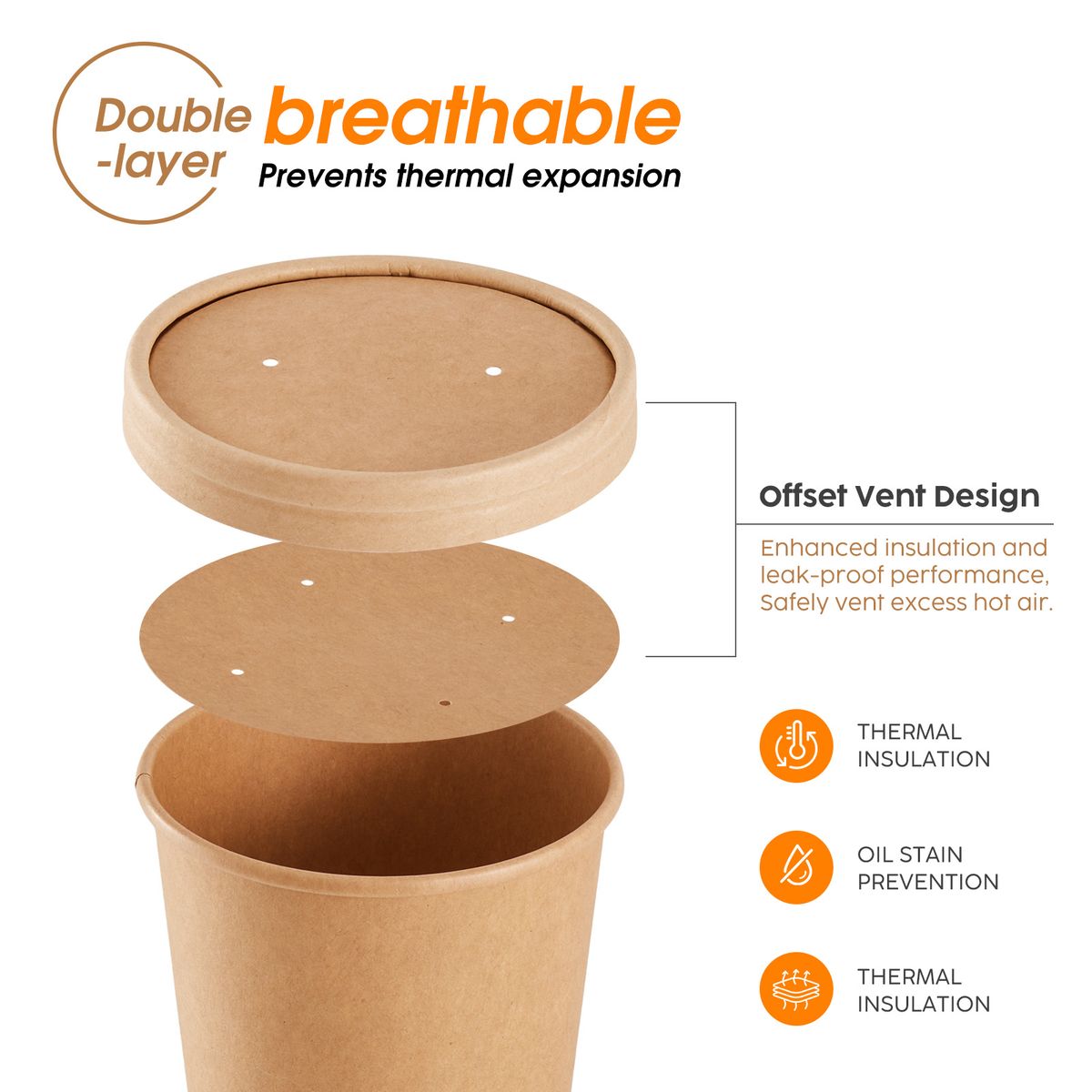 480ml Kraft Paper Soup Bowl - 50pcs