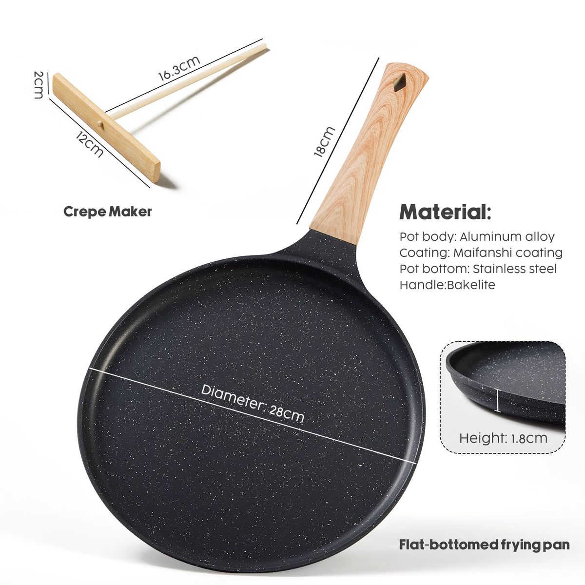 Chenshia 28cm Non-Stick Frying Pan - Pancake & Crepe Pan