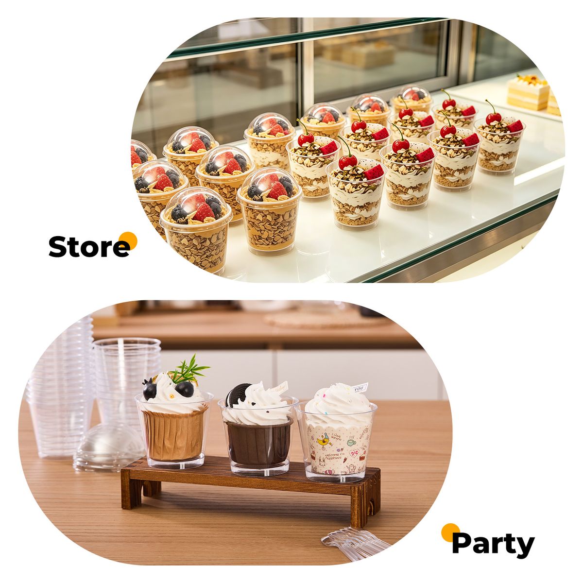 170ML Round Cup with Lid + Spoon - 50pcs