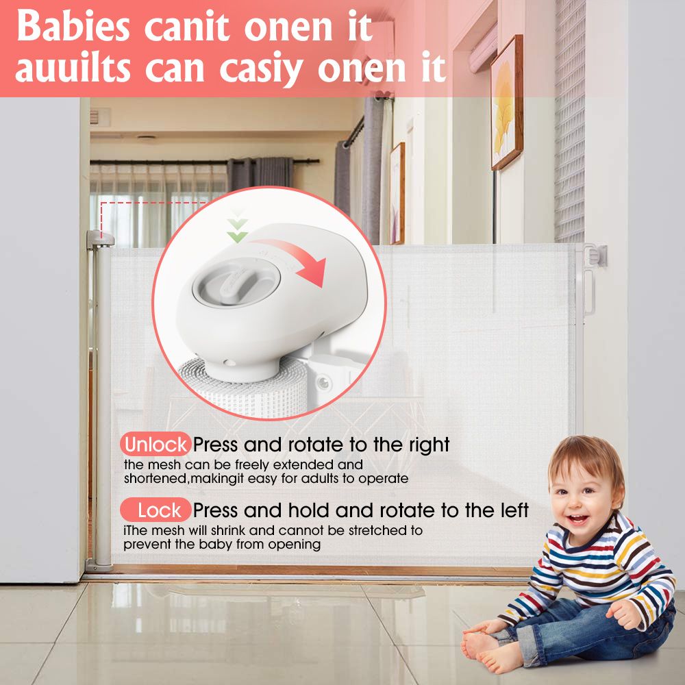 Extra-Wide Retractable Baby and Pet Safety Gate