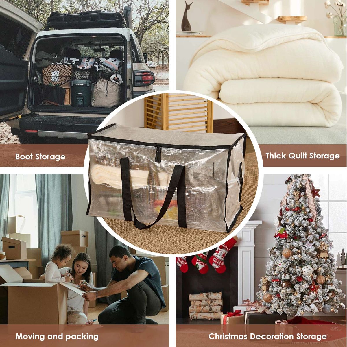4-Pack Heavy Duty Moving Bags - Transparent