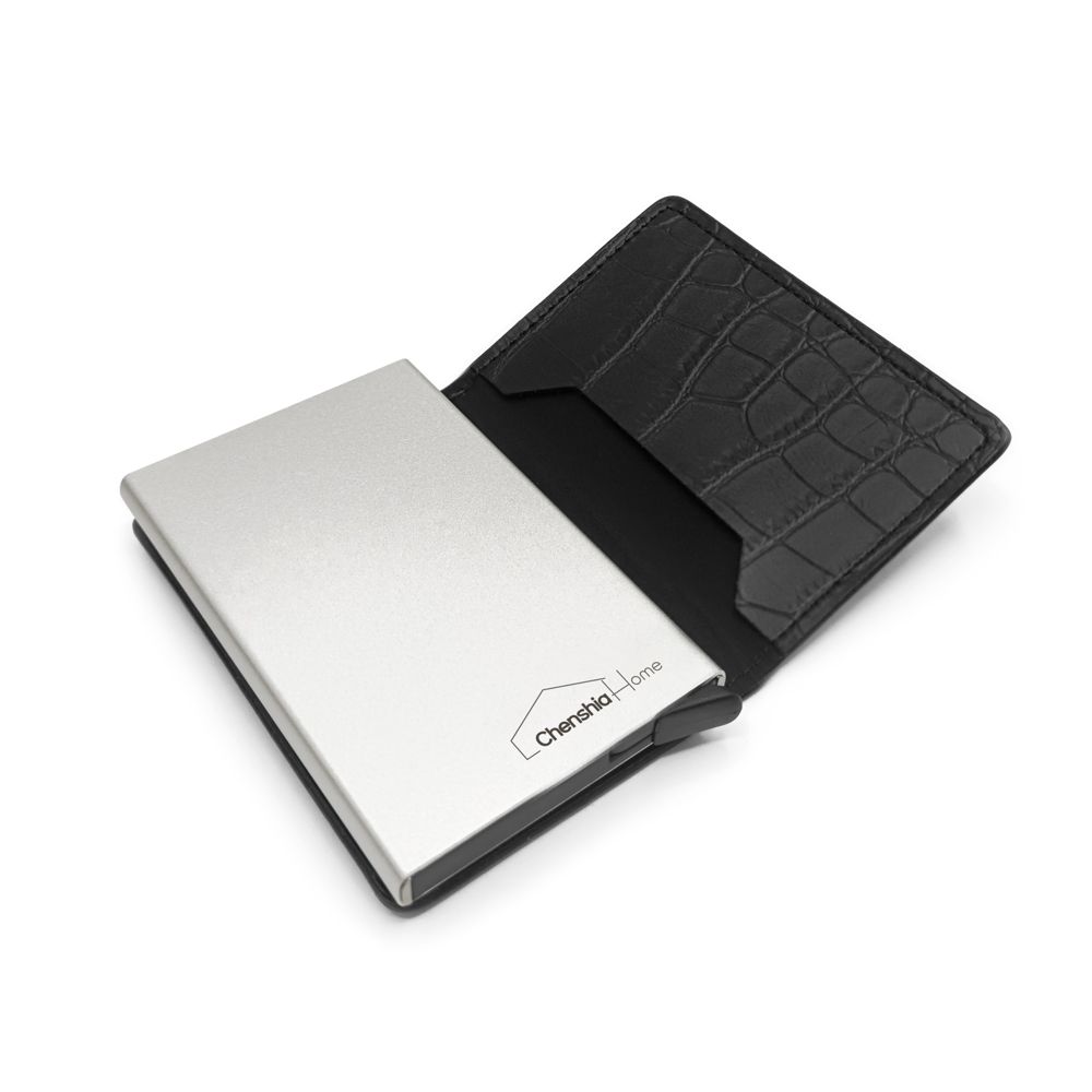 Premium Quality Pop Up Credit Card Holder Wallet RFID Blocking - Grey Python Skin