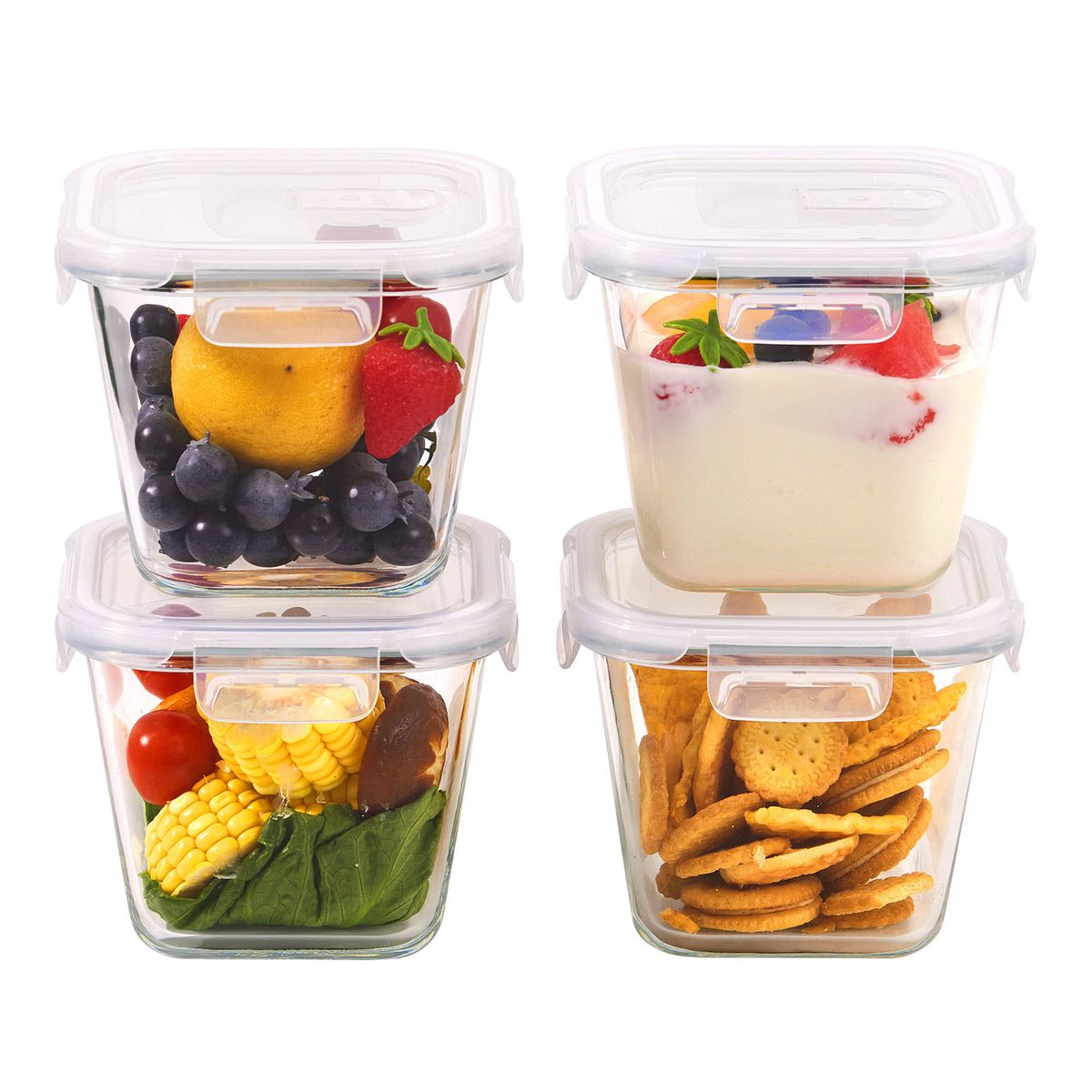 Chenshia 4Pc Glass Meal Prep Container Set - 1L
