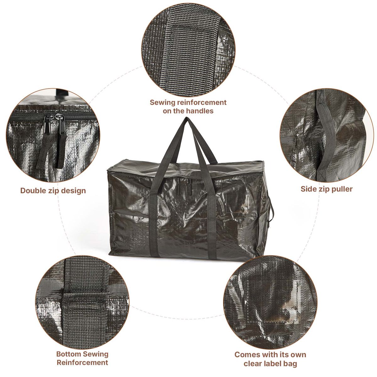 Heavy Duty Moving Bags Waterproof Clothes Storage Bag - 4 Pack