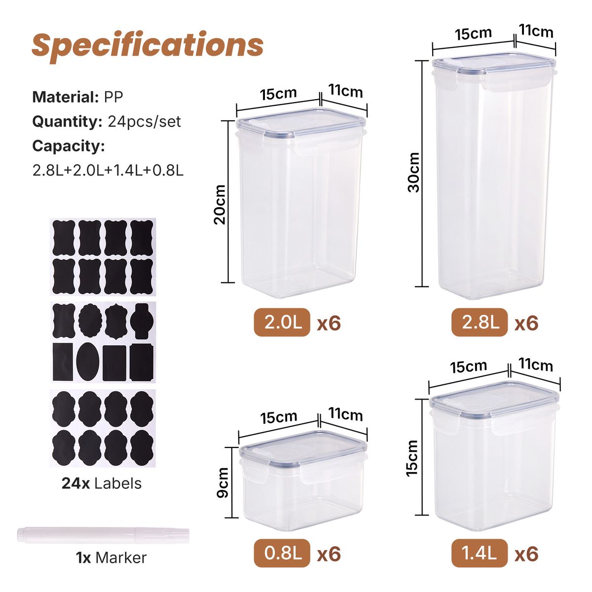 Chenshia 24pc Airtight Food Storage Container with Lids