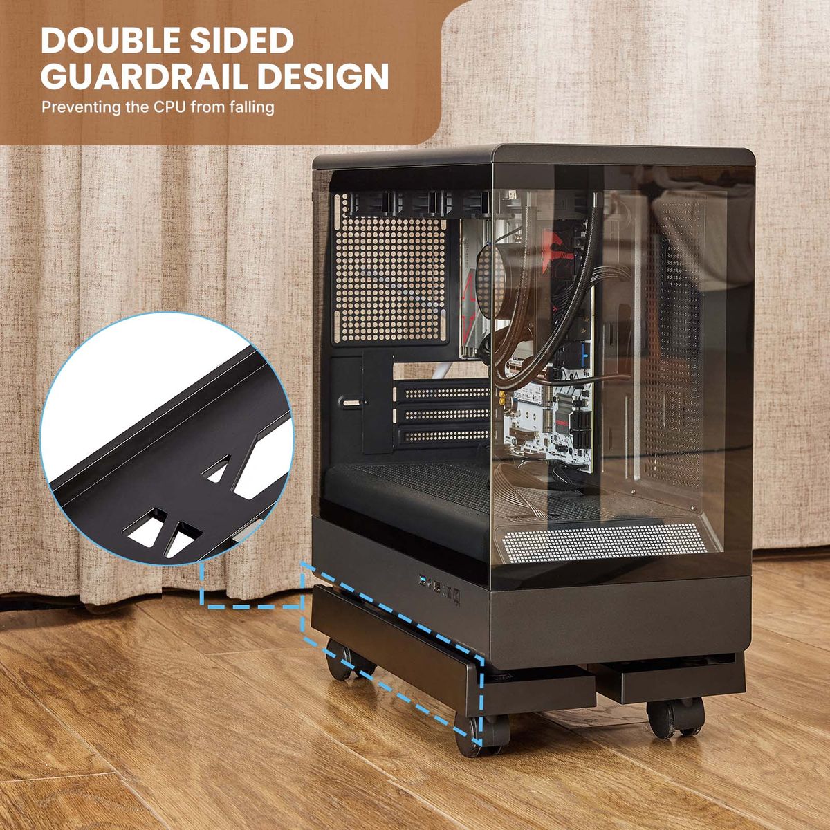 Chenshia Adjustable Gaming Computer PC Tower Stand Holder & Lockable Wheels