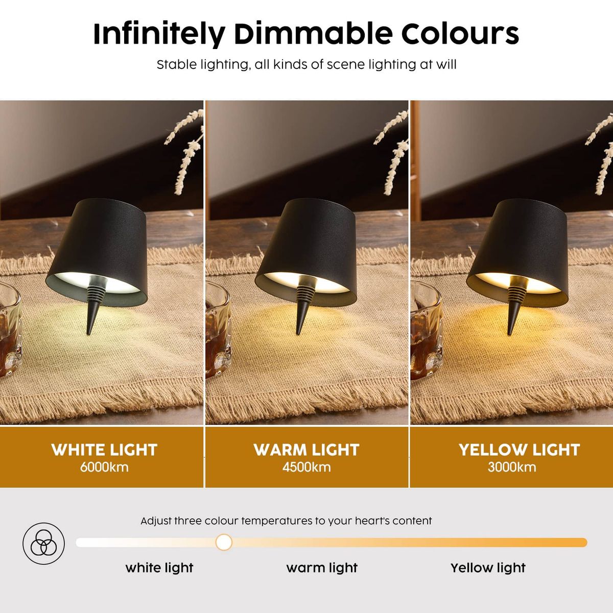 Wireless Bottle Lamp Touch Dimming LED Bar Light Rechargeable Table Lamp