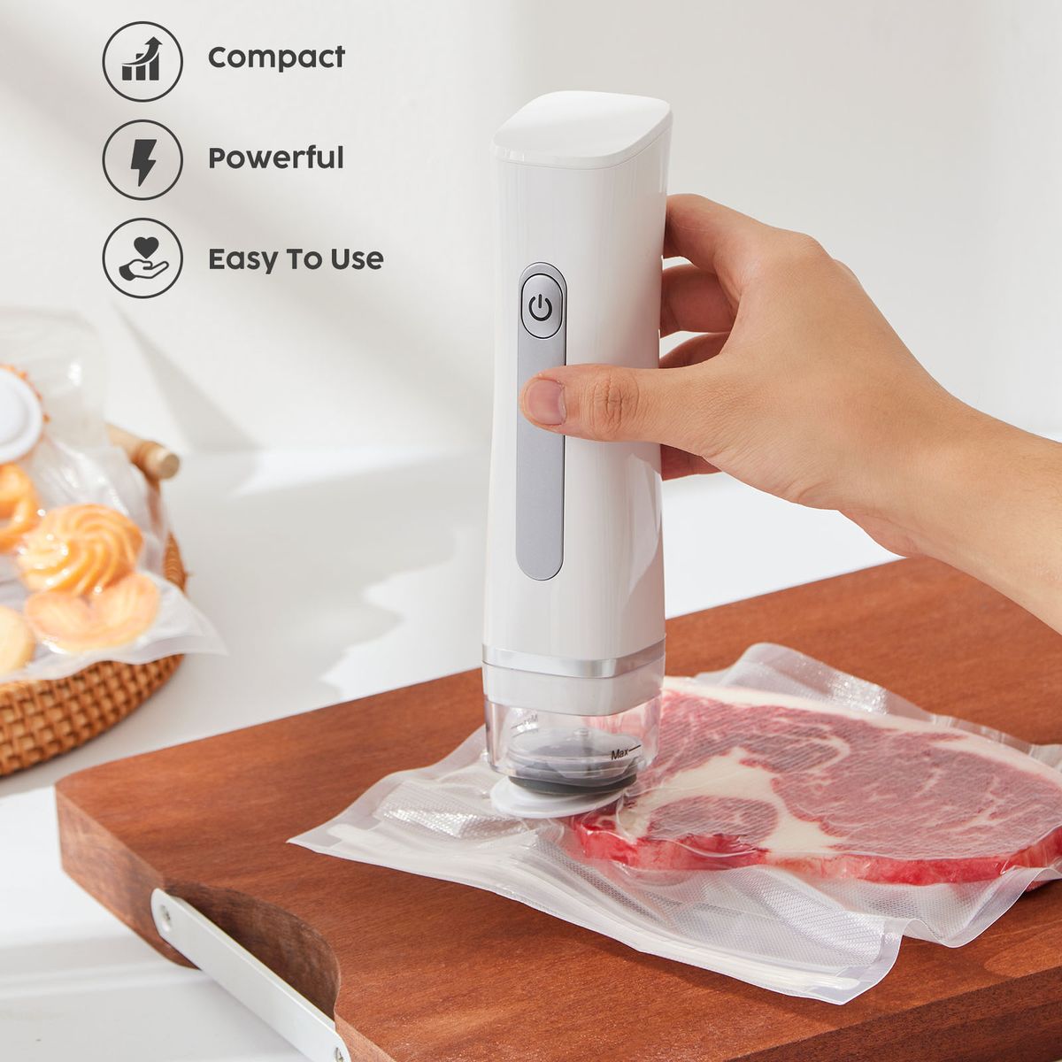 Rechargeable Handheld Vacuum Sealer with 30 Reusable Bags