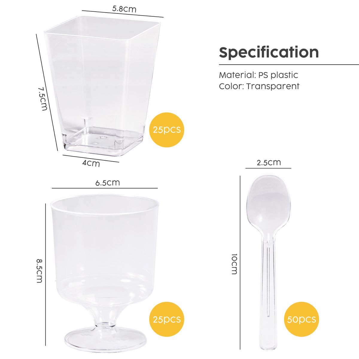 100-Piece Dessert Cup Set with Spoons Cake Pudding High Footed Cup