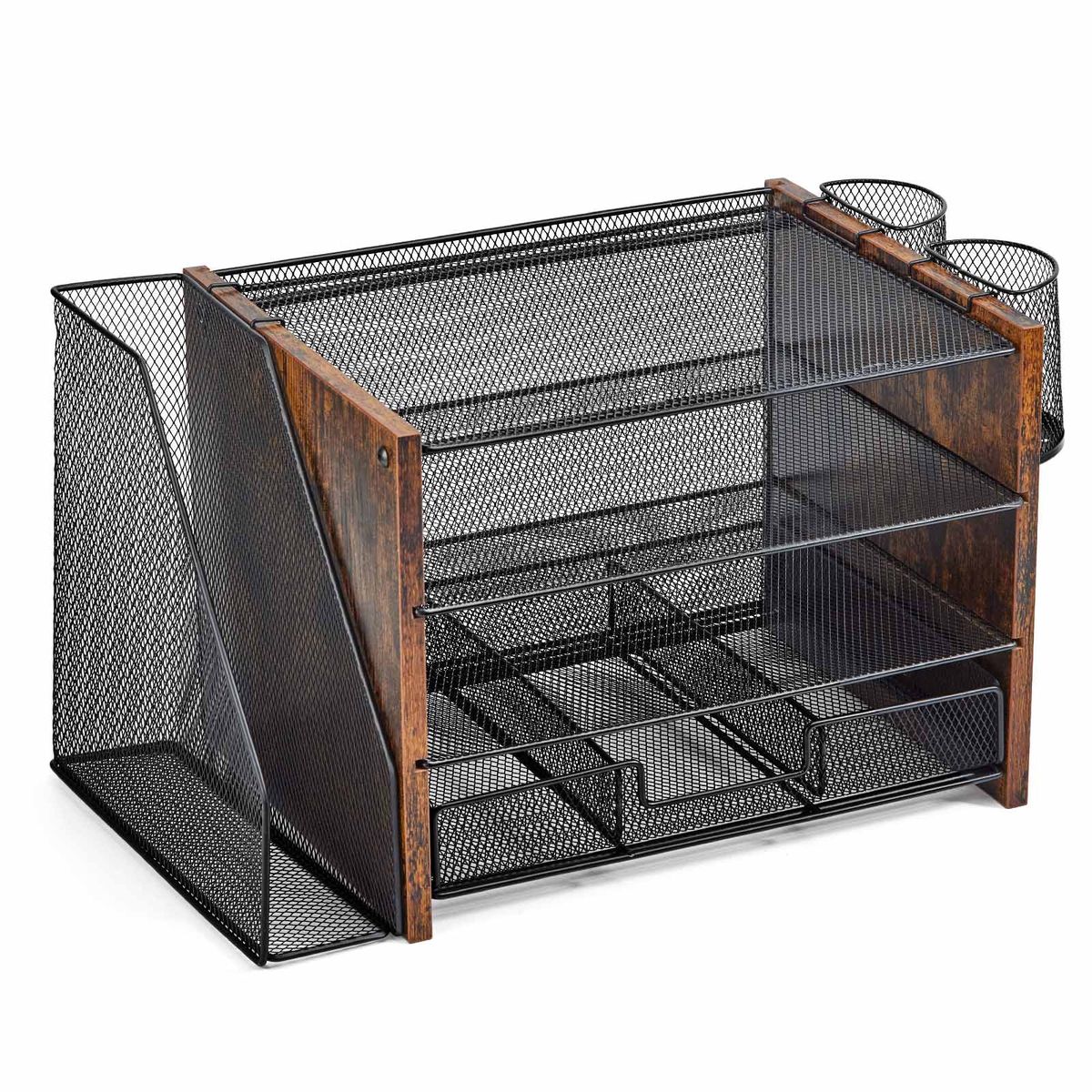 Chenshia 4-Tier Metal Desk Organiser Large Stationery & File Storage Rack