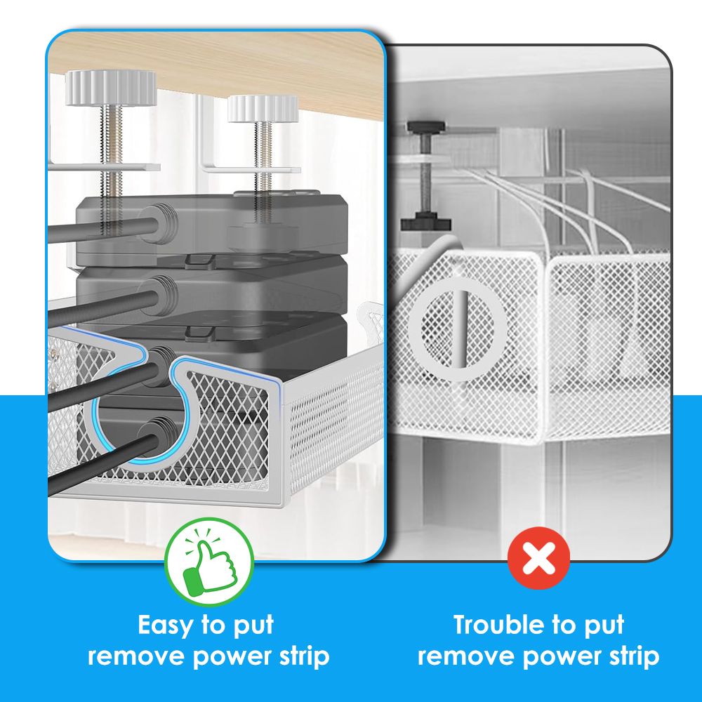 Cable Management Organizer Rack Under Desk Tray Cord Organizer