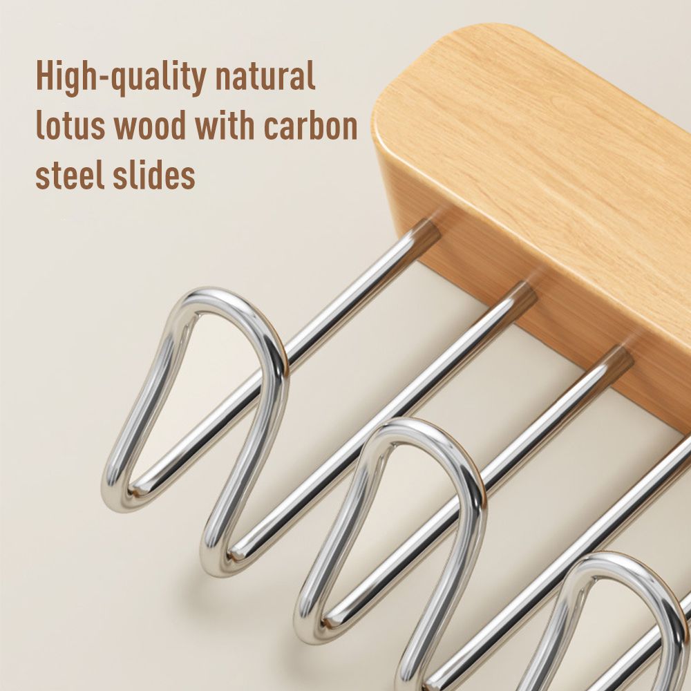 12-Hook Retractable Closet Pull Out Rack Wooden Clothes Hanger