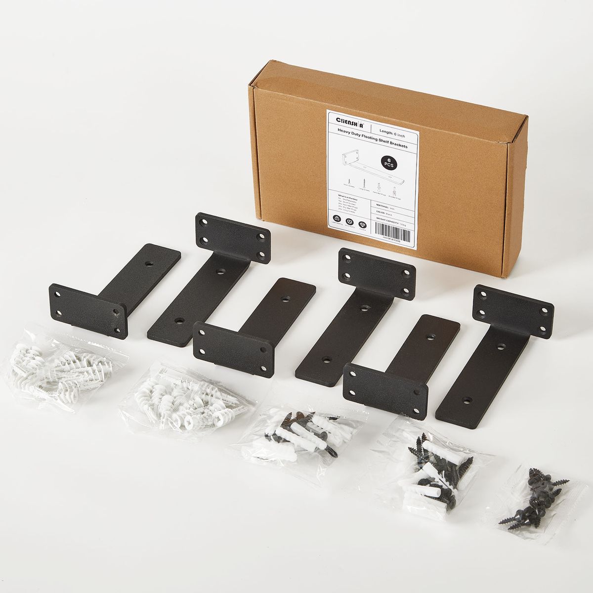 Heavy Duty Floating Shelf Brackets - L-Brace Kit