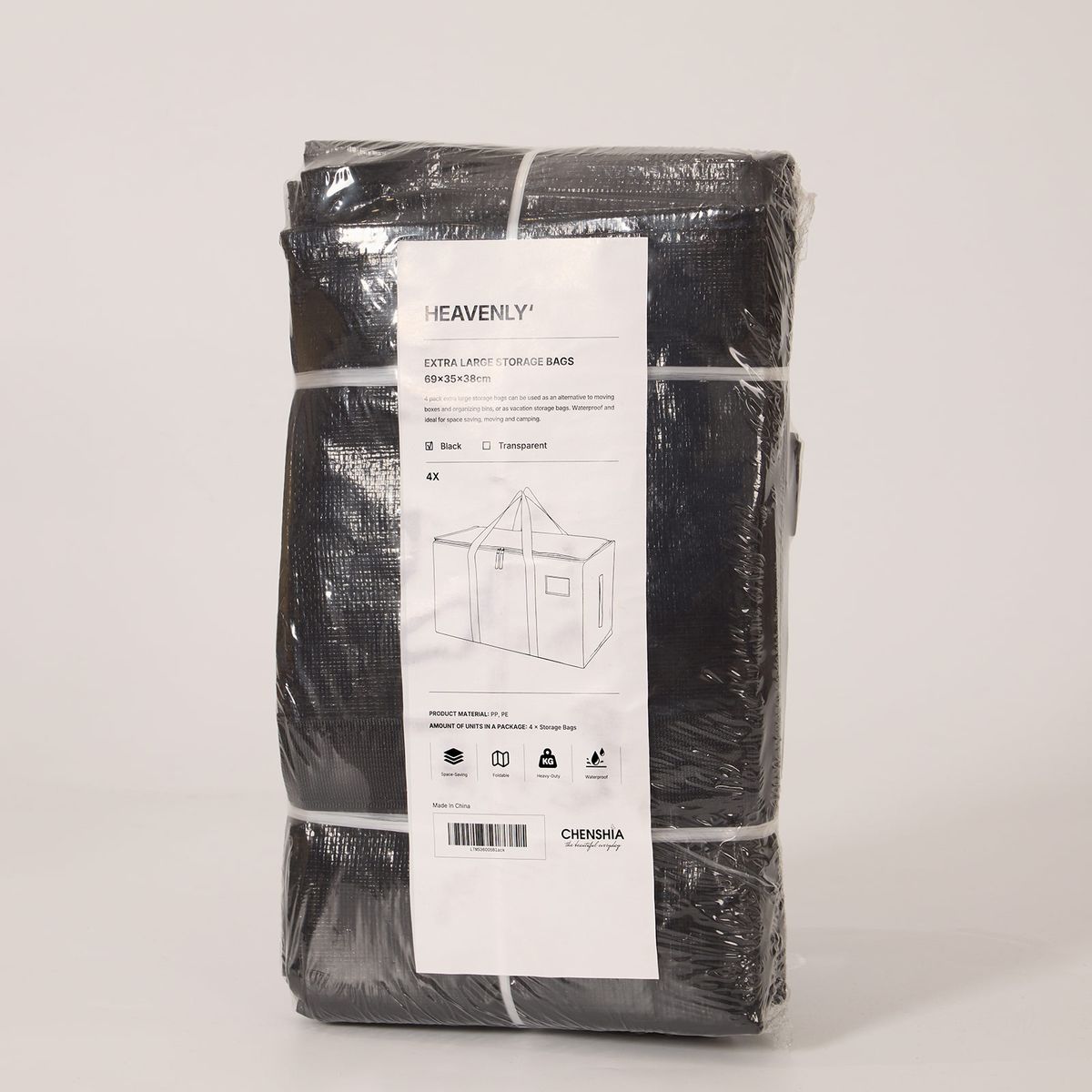 Heavy Duty Moving Bags Waterproof Clothes Storage Bag - 4 Pack
