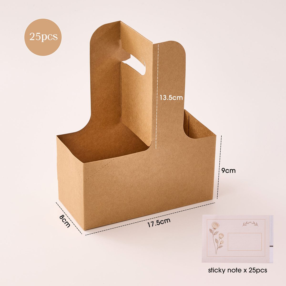 Kraft Paper Cup Carrier with Handle - 25 Pack