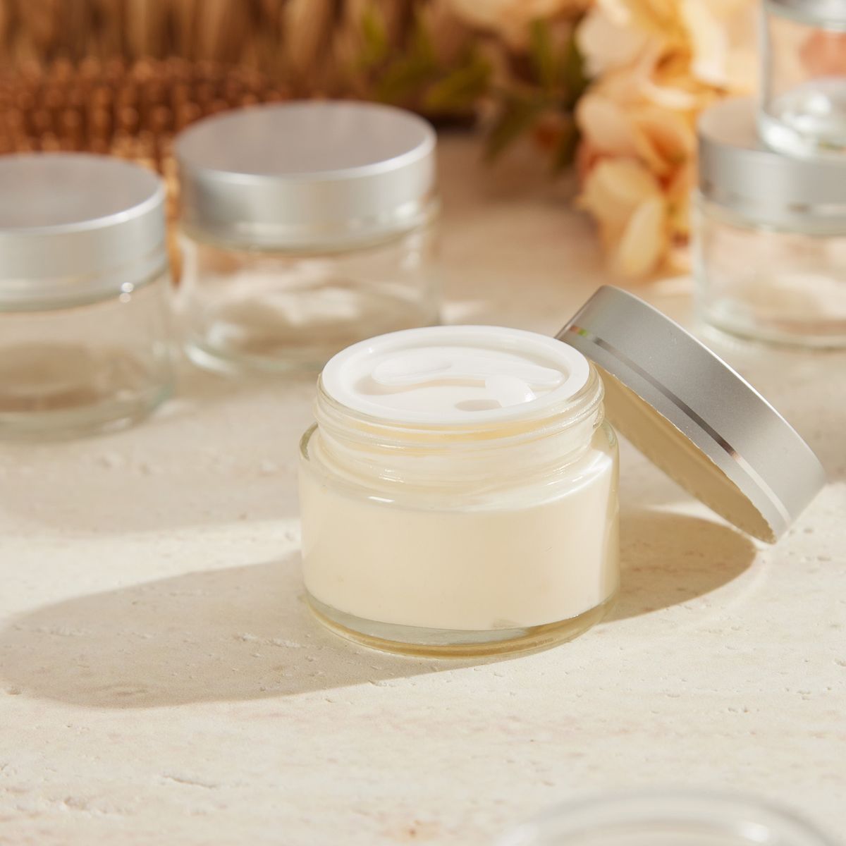 Chenshia 20Pc Glass Cosmetic Jars Leak Proof Travel Containers Spatula&Lids - Transparent