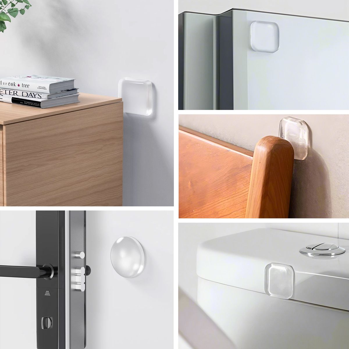 12Pc Clear Self-Adhesive Wall Protection Door Bumper Set