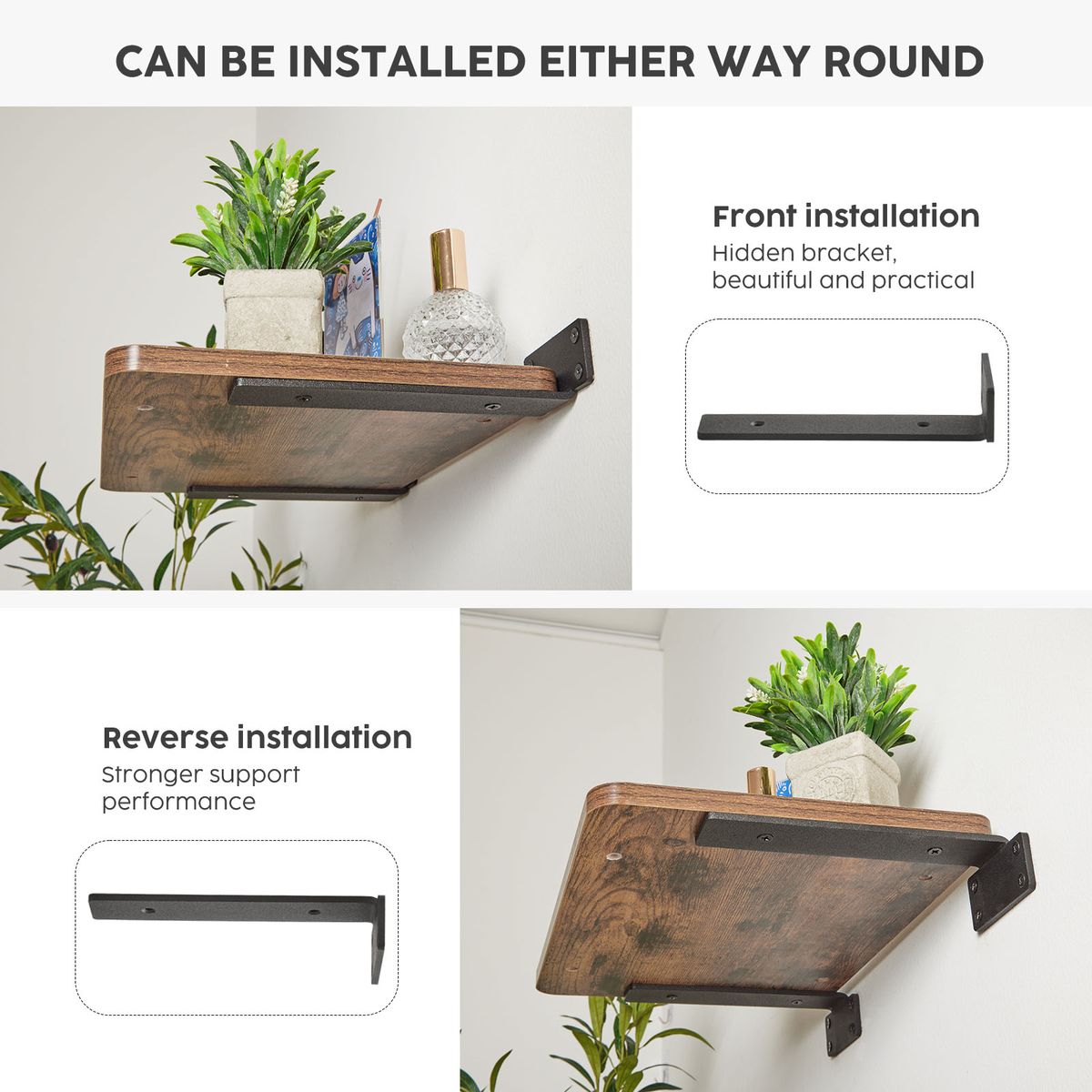Heavy Duty Floating Shelf Brackets Metal Wall Mount Pack - 6 Pack