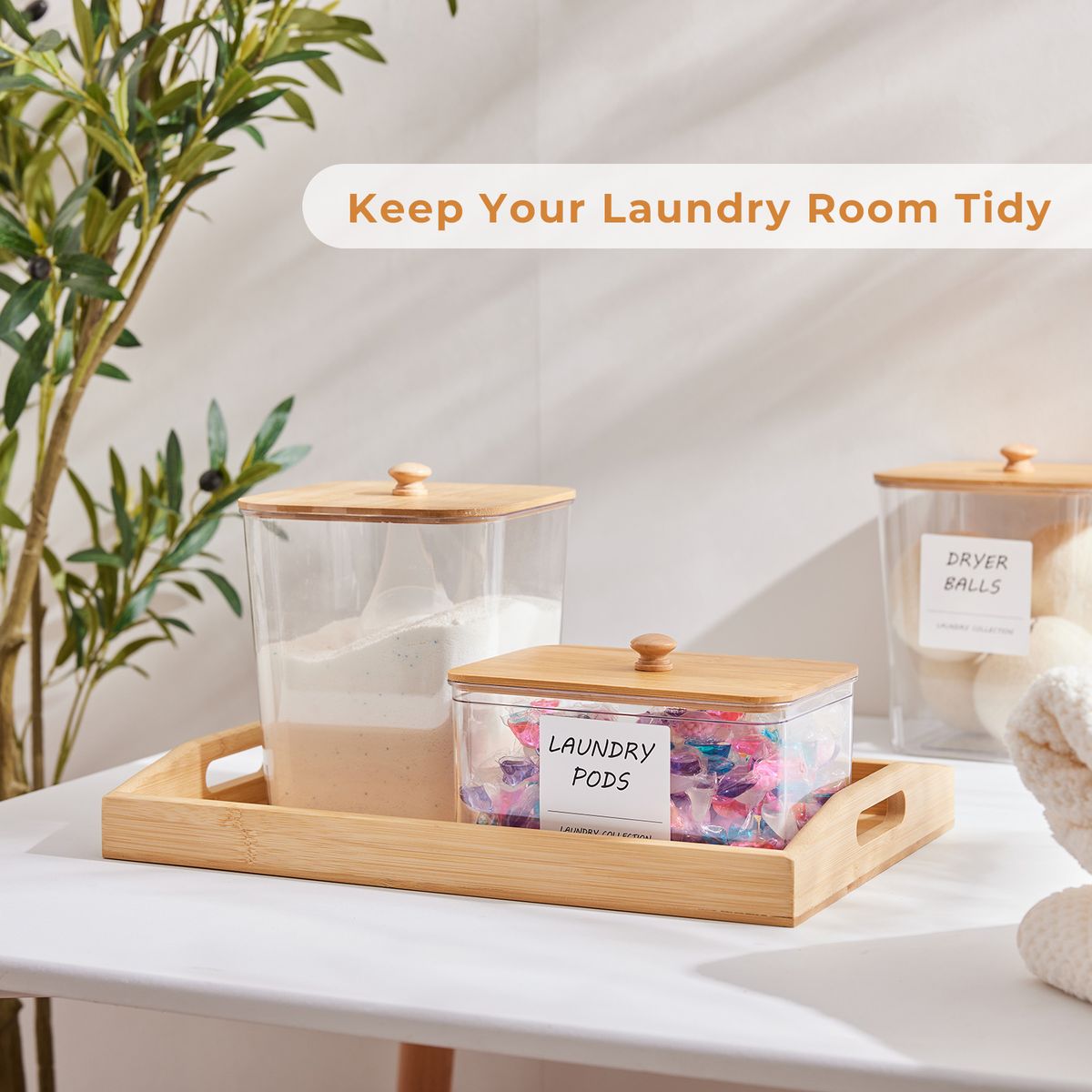 Laundry Pods Dispenser 4-Piece Container Set - Powder Detergent Box