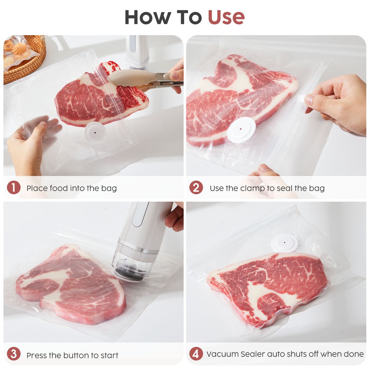 Rechargeable Handheld Vacuum Sealer with 30 Reusable Bags
