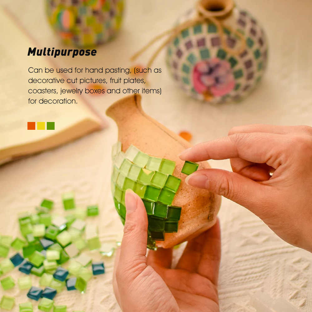 1100 Piece Rainbow Square Glass Mosaic Tiles