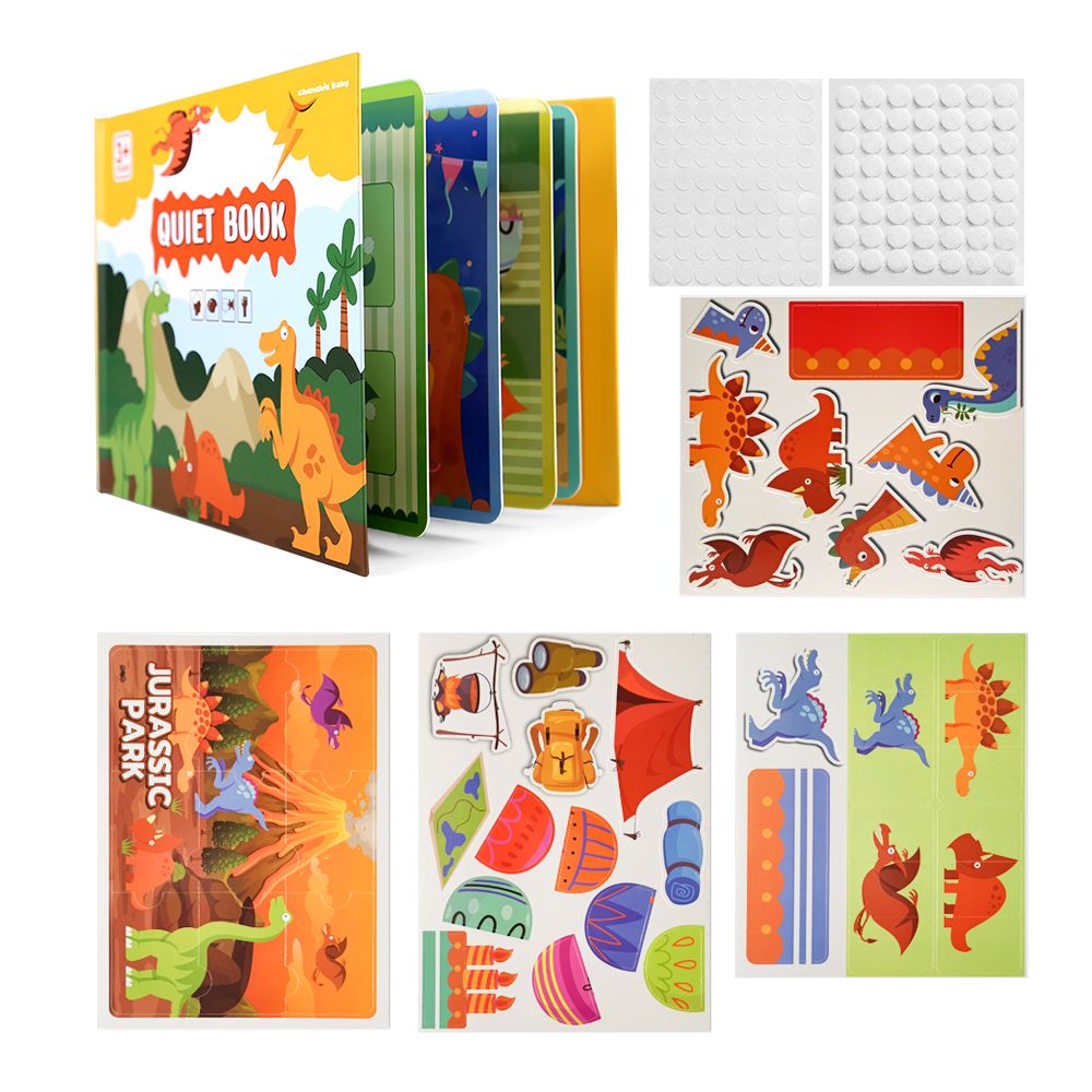 Kids Montessori Picture & Puzzle Sticker Quiet Book - Dinosaur