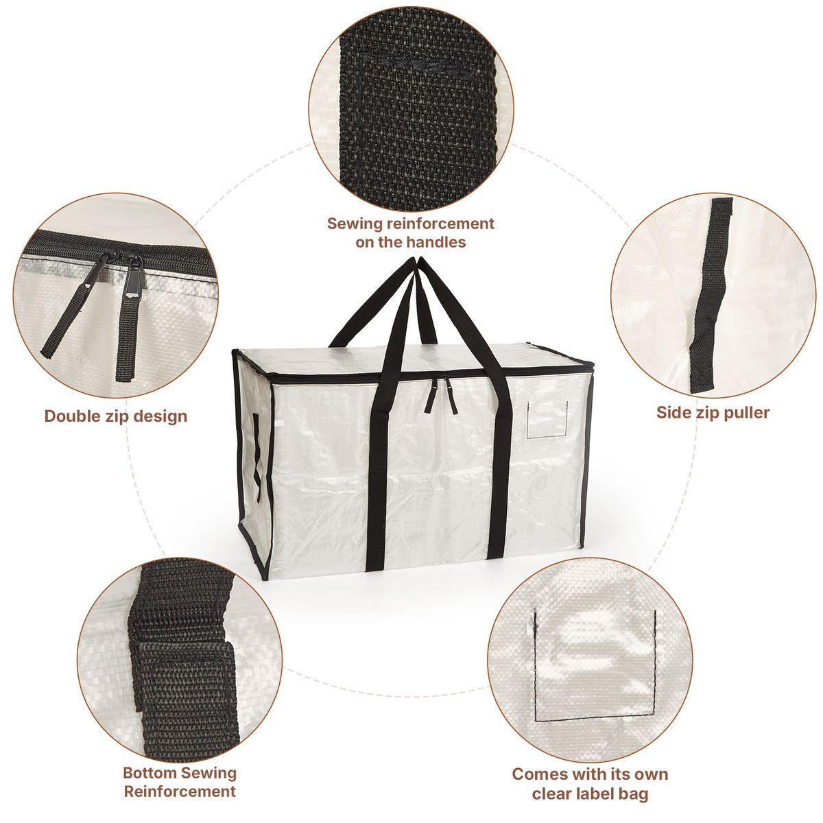 Heavy Duty Moving Bags Waterproof Clothes Storage Bag - 4 Pack