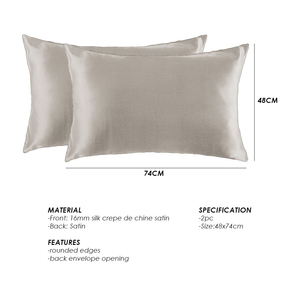 Dark Grey Mulberry Pure Silk Pillowcase Set