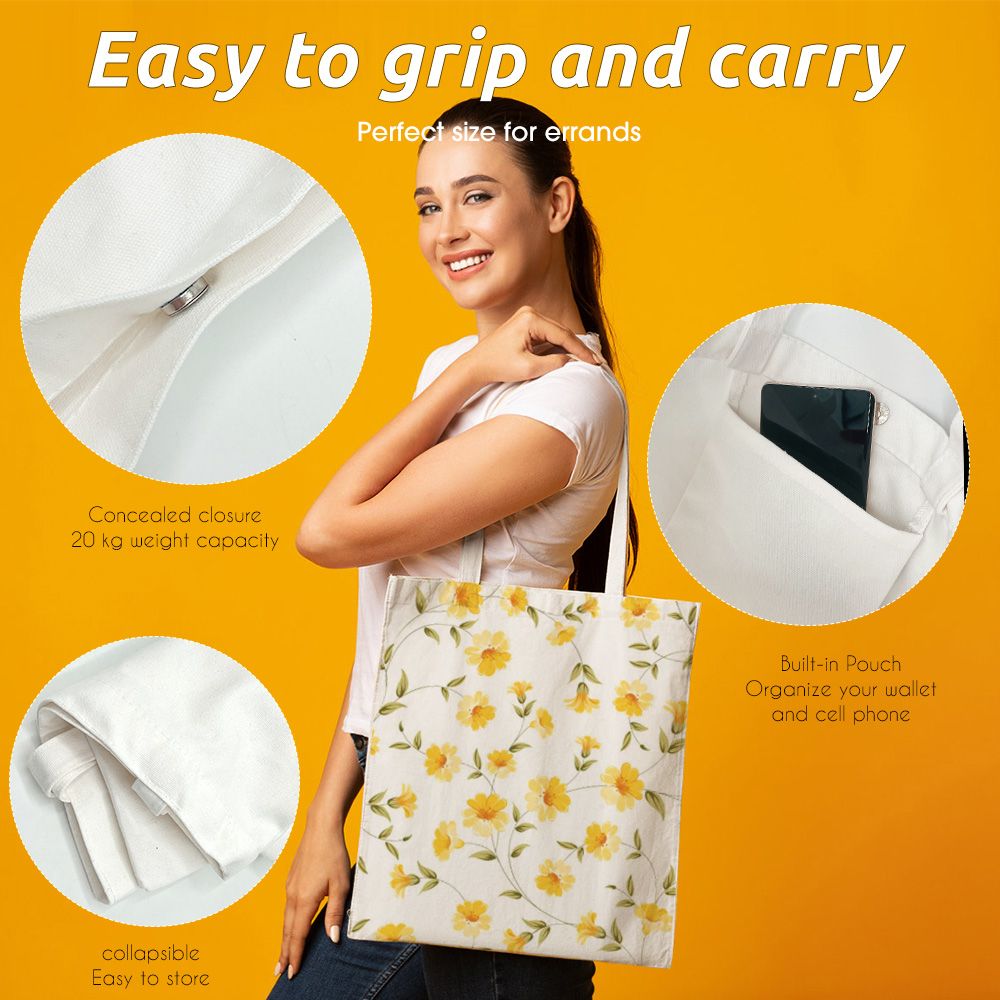 Blank Cotton Tote Bags - 5 Pack