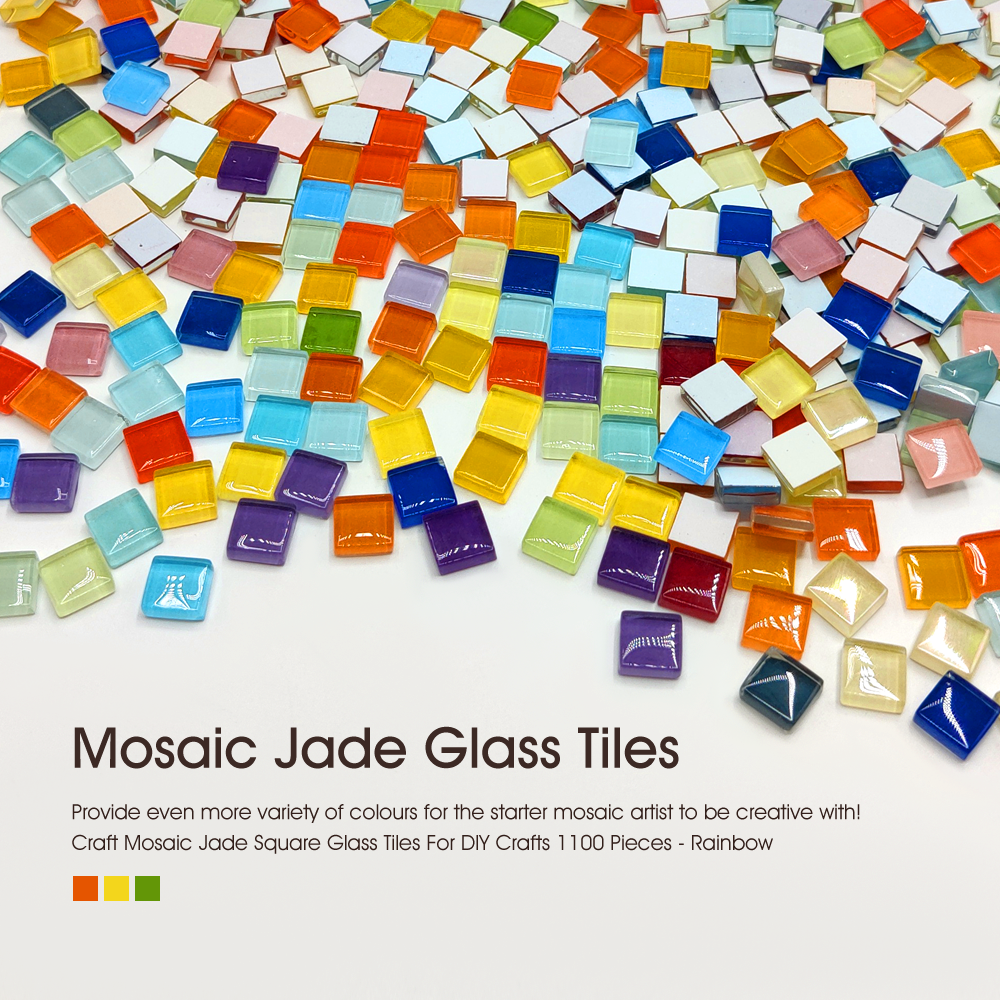 1100 Piece Rainbow Square Glass Mosaic Tiles