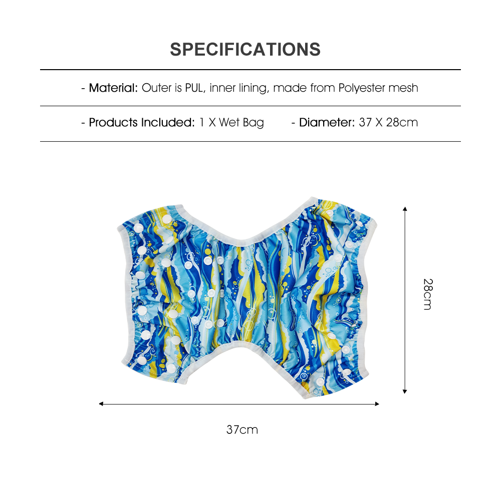 Blue & Yellow Reusable Baby Swim Nappy and Wet Bag Set