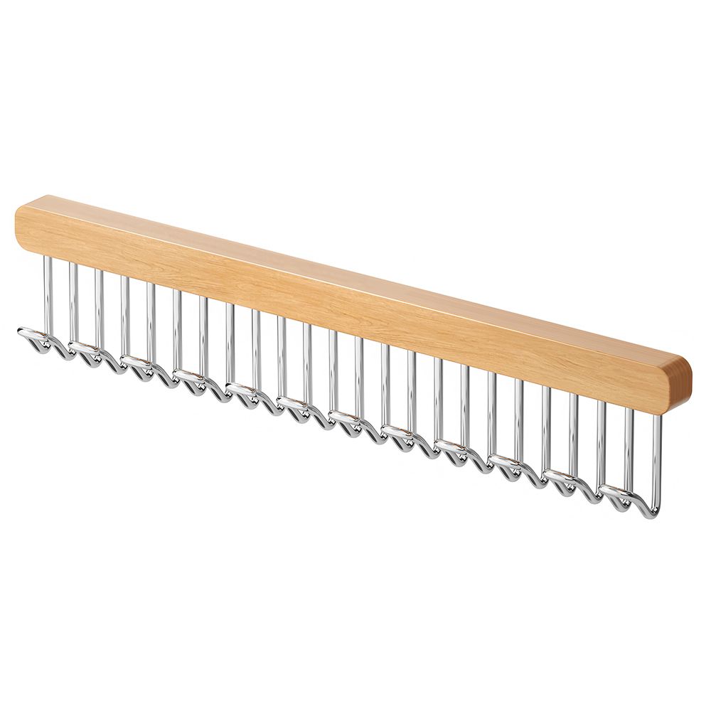 12-Hook Retractable Closet Pull Out Rack Wooden Clothes Hanger