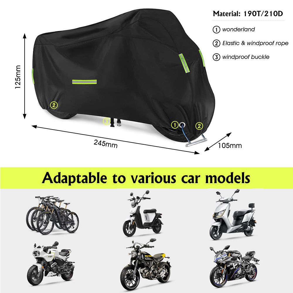 Waterproof Motorbike Cover 210D Oxford Fabric - 2XL