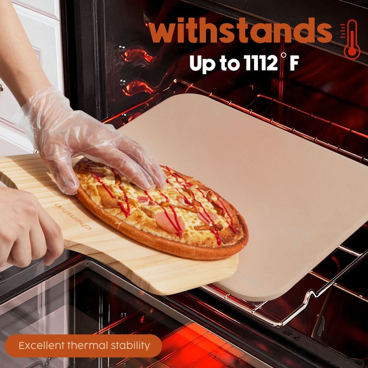 Pizza Stone & Wooden Peel Set - Cordierite Baking Tray Oven Grill BBQ