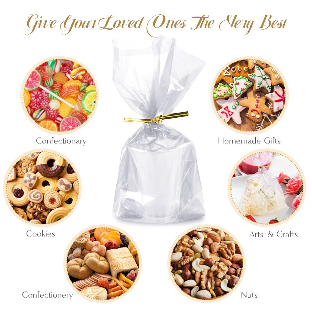 200-Pack Clear Cellophane Lunch Bags