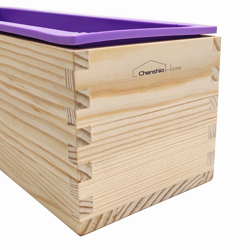 Silicone Soap Mould Set with Wooden Holders and Cutters - Purple