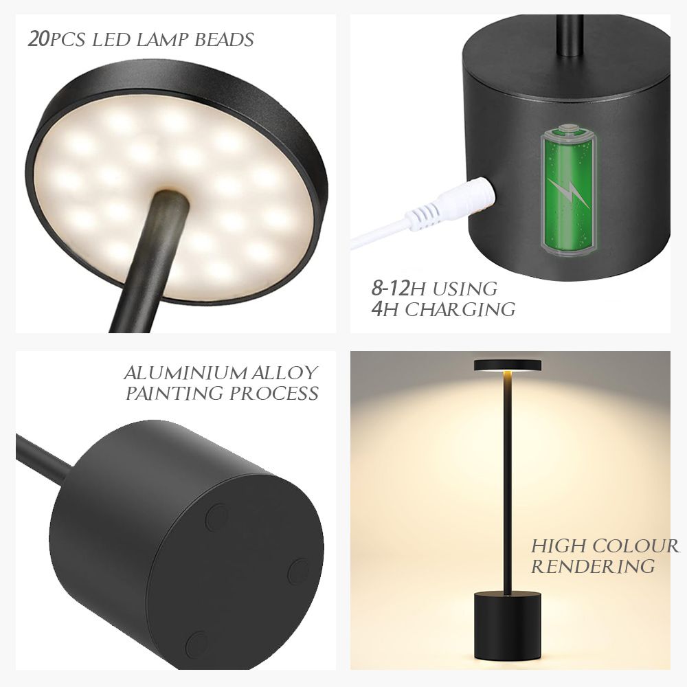 Rechargeable Bedside Lamp Cordless Desk Lamp LED Reading Lamp