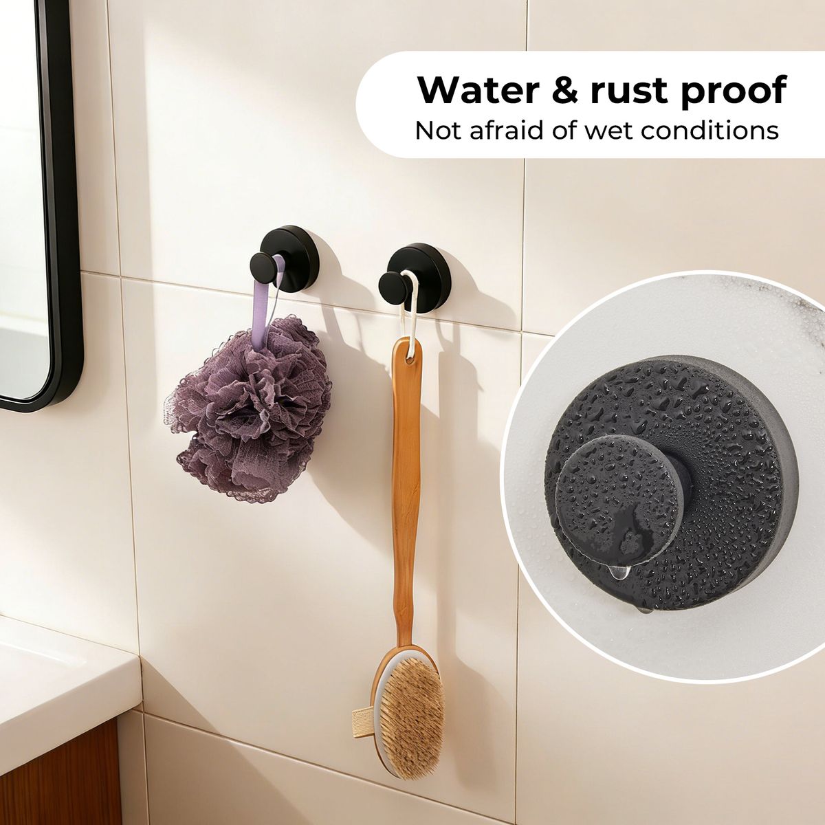 Multifunctional Stainless Steel Vacuum Bath Towel Wall Hook-4pc