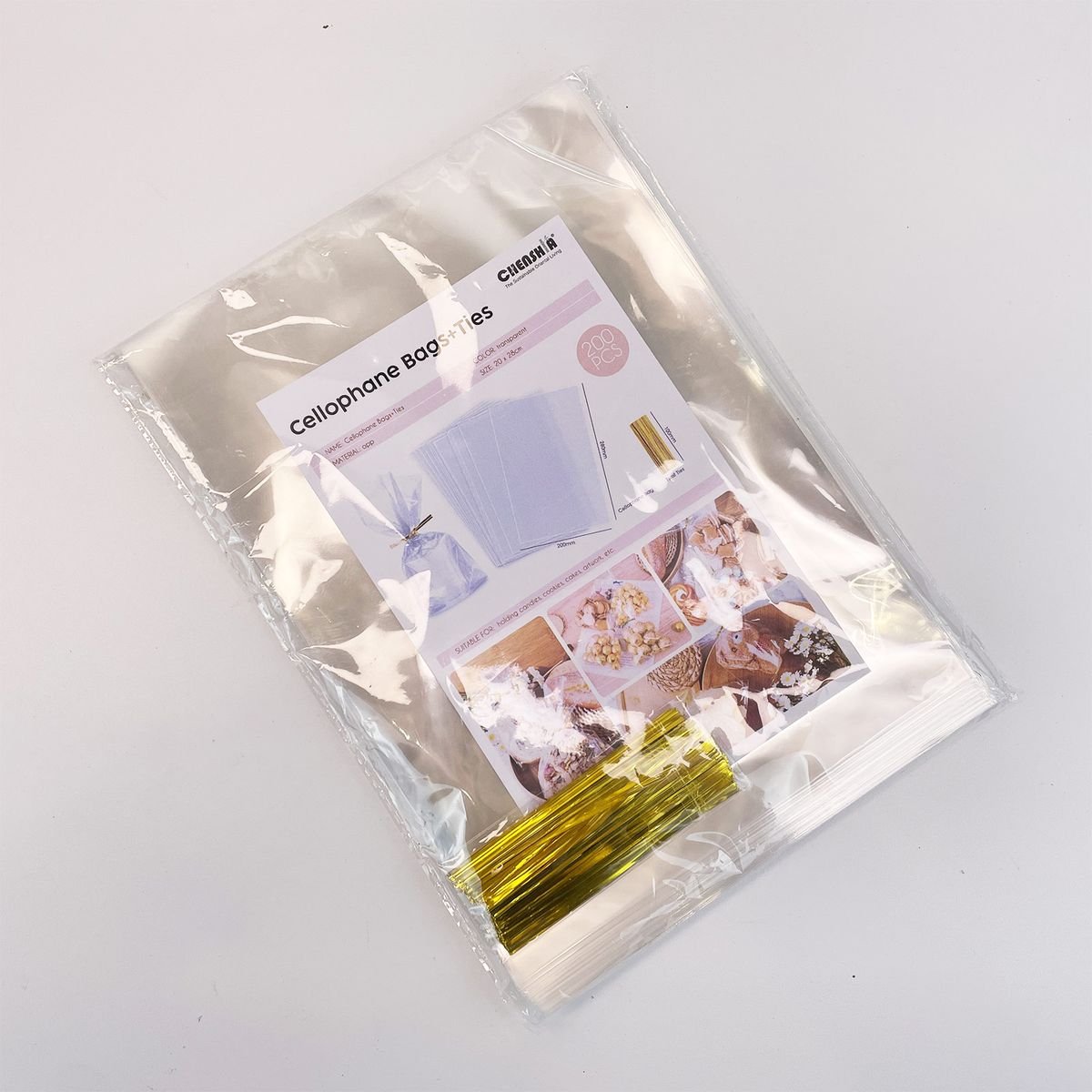 200-Pack Clear Cellophane Lunch Bags