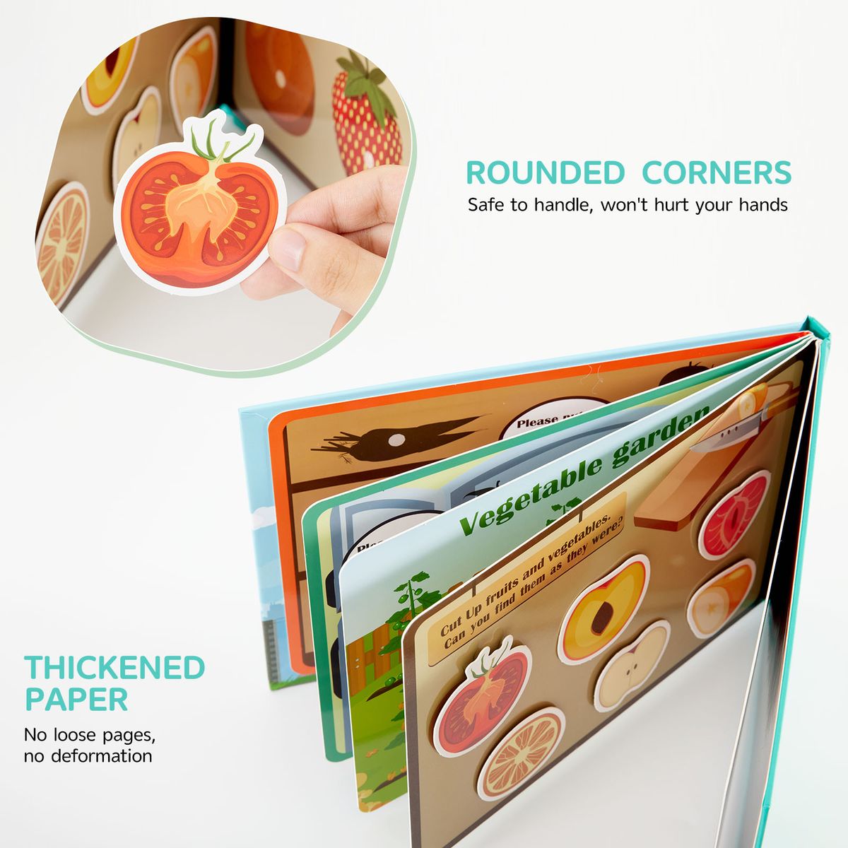 Kids Montessori Picture & Puzzle Sticker Quiet Book - Fruit & Veg